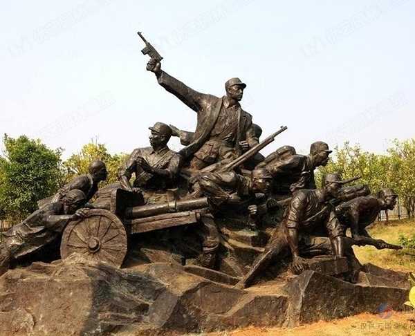 士兵起义冲锋革命战士铜雕塑