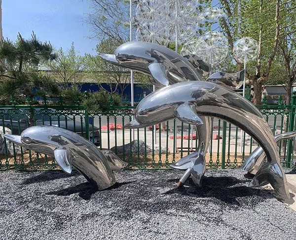 户外海豚不锈钢雕塑制作